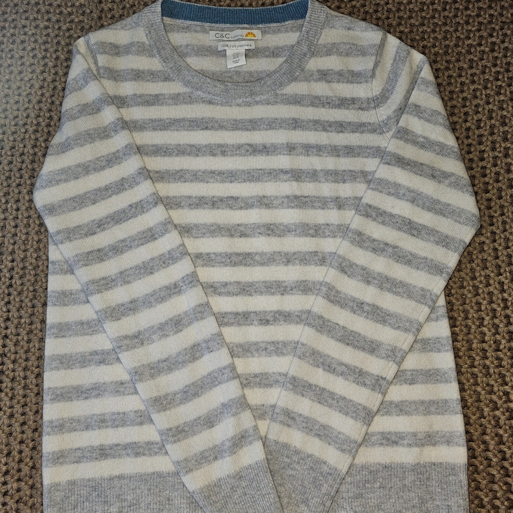 C&C California Blue and Cream Cashmere Sweater